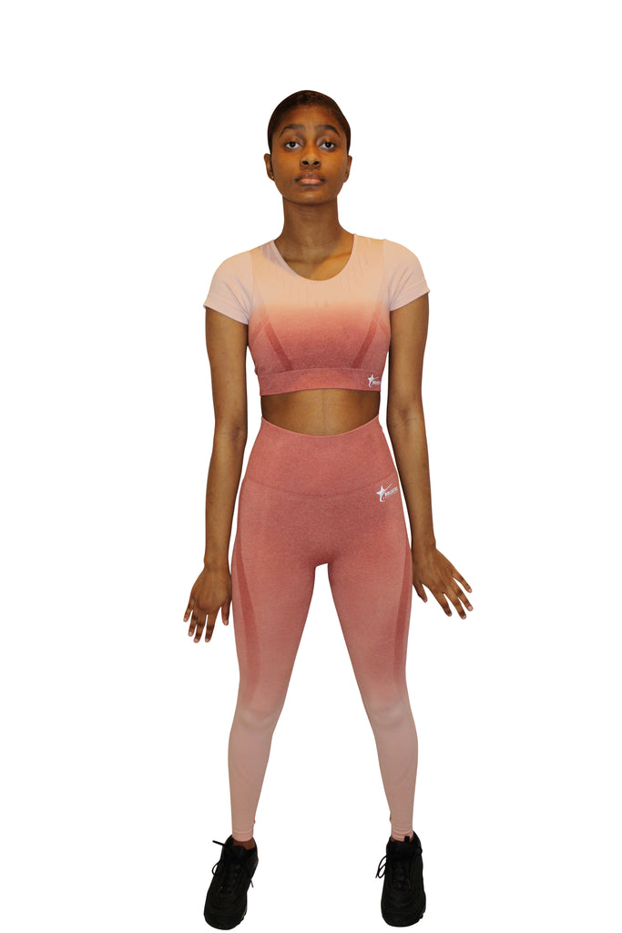 Gymshark Ombre Seamless Peach Coral Leggings and or Crop Top New