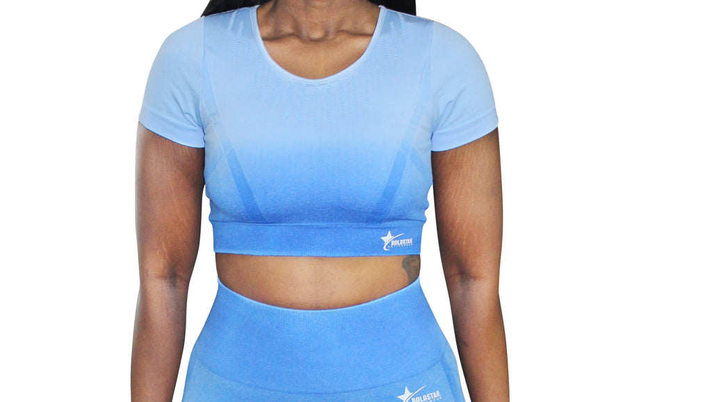 ELEVATE SEAMLESS OMBRE CROP TOP BLUE